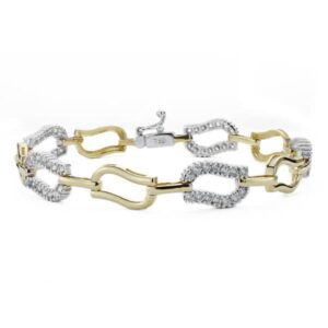18K PULSERA BICOLOR CIRCONITAS 19 CM 13.15 GR