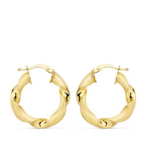 18K AROS ORO AMARILLO MATE Y BRILLO HUECOS 24 MM