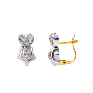 18K PENDIENTES ORO BICOLOR CORAZON Y ESTRELLA CON CIRCONITAS 13X8 MM 18K PENDIENTES ORO BICOLOR CORAZON Y ESTRELLA CON CIRCONITAS 13X8 MM