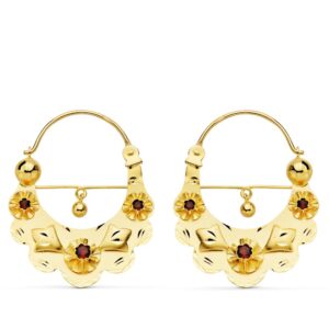18K AROS ORO AMARILLO MORUNOS 3 CIRCONITAS 34X27 MM