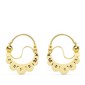 18K AROS ORO AMARILLO PLANOS TALLADOS 24X19 MM