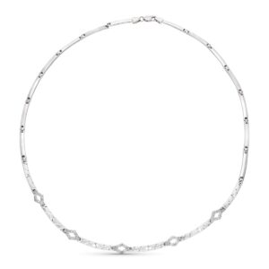 18K GARGANTILLA ORO BLANCO MATE Y BRILLO TALLADO CON CIRCONITAS