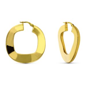 18K AROS ORO AMARILLO HUECOS BRILLO 34X2 MM