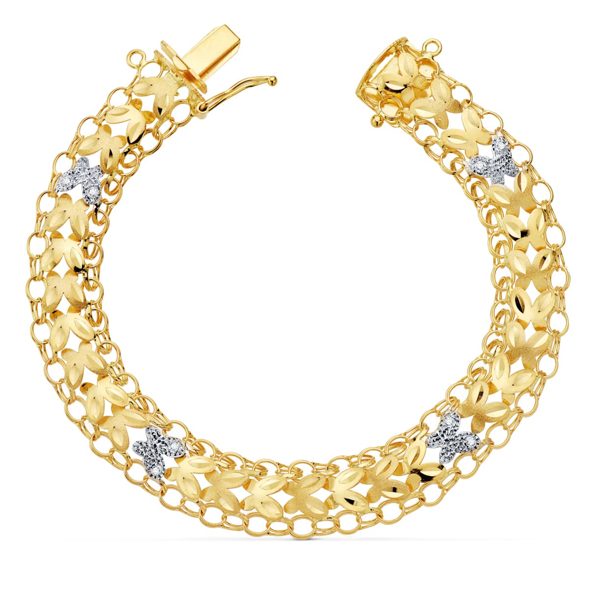 18K PULSERA PRINCESA BICOLOR 20 CM ANCHO 10 MM 12.00 GR