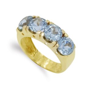 18K SORTIJA ORO AMARILLO CUATRO PIEDRAS 7 MM AGUAMARINA 18K SORTIJA ORO AMARILLO CUATRO PIEDRAS 7 MM AGUAMARINA