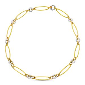 18K GARGANTILLA ORO BICOLOR ESLABONES OVALES Y CIRCULOS