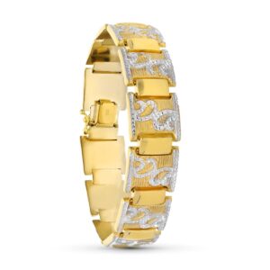 18K PULSERA ORO BICOLOR ESTAMPACION 20 CM