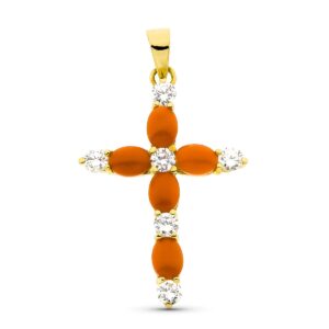 18K CRUZ ORO AMARILLO CORAL FINO 40X27 MM 18K CRUZ ORO AMARILLO CORAL FINO 40X27 MM