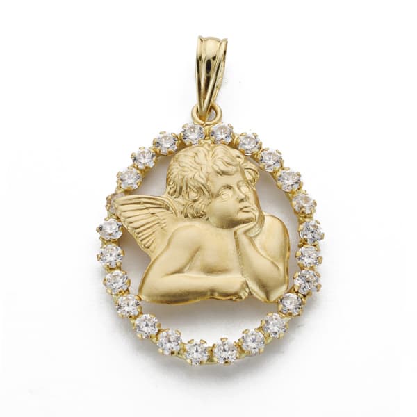 18K SILUETA ANGEL OVAL. 24X18 MM