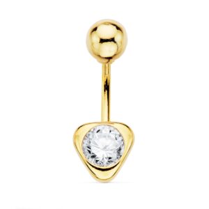 18K PIERCING ORO AMARILLO OMBLIGO CHATON CIRCONITA TRIANGULO 7X6 MM 18K PIERCING ORO AMARILLO OMBLIGO CHATON CIRCONITA TRIANGULO 7X6 MM