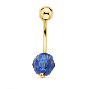 18K PIERCING OMBLIGO ORO AMARILLO BOLA AZUL 8 MM Y BOLA LISA 5 MM 18K PIERCING OMBLIGO ORO AMARILLO BOLA AZUL 8 MM Y BOLA LISA 5 MM