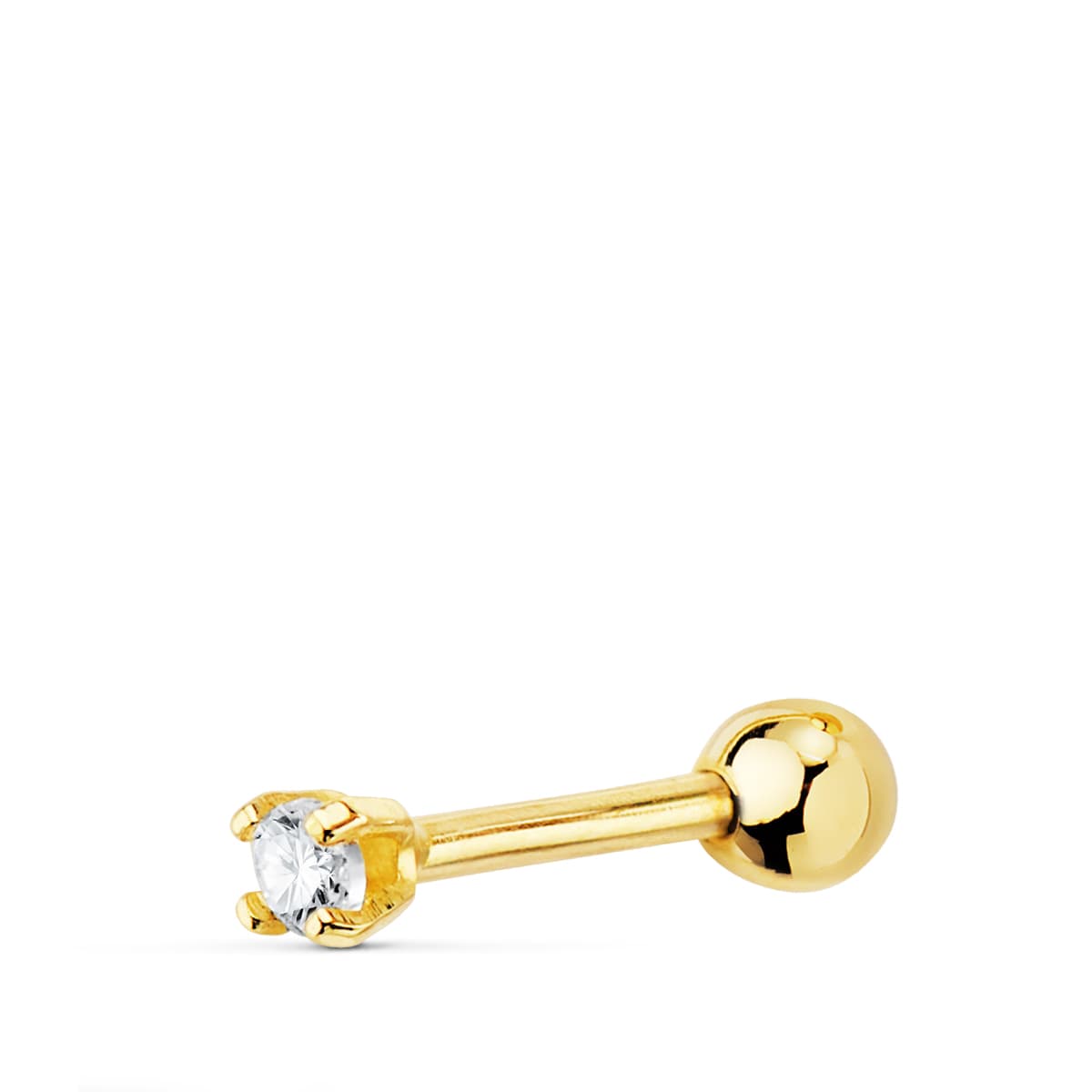 18K PIERCING CEJA ORO AMARILLO CIRCONITA 3 MM Y BOLA LISA 3 MM 15X3 MM