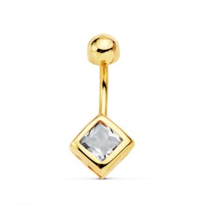 18K PIERCING OMBLIGO ORO AMARILLO CHATON CUADRADO 6.5X6.5 MM 18K PIERCING OMBLIGO ORO AMARILLO CHATON CUADRADO 6.5X6.5 MM