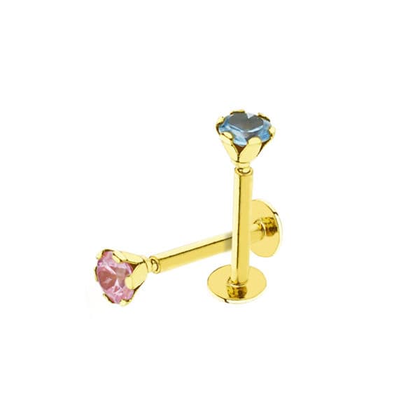 18K PIERCING LABIO PIEDRA 3 MM
