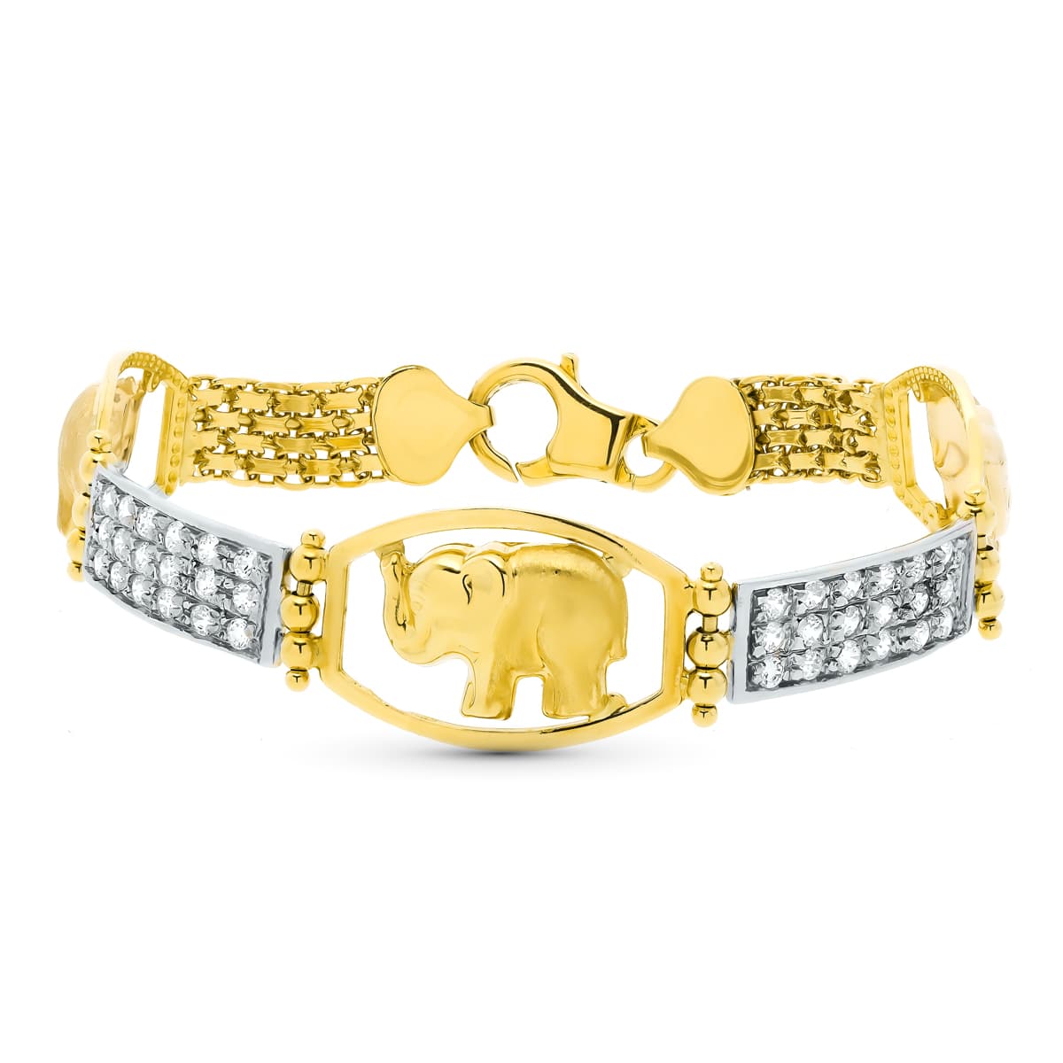 18K PULSERA ORO TRICOLOR ELEFANTES