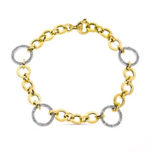 18K PULSERA ORO BICOLOR ANCHO 12 MM LARGO 19 CM