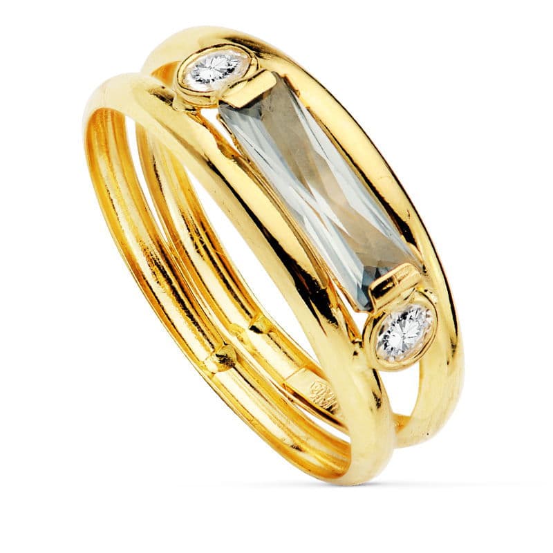 18K SORTIJA 2 HILOS 4 MM CON PIEDRA