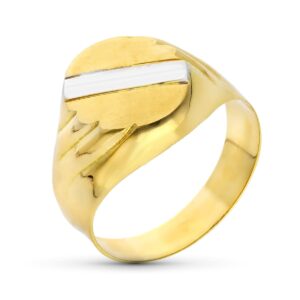 18K SELLO ORO BICOLOR CABALLERO BANDA TABLA 14X12 MM 18K SELLO ORO BICOLOR CABALLERO BANDA TABLA 14X12 MM