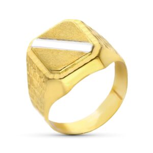 18K SELLO ORO BICOLOR CABALLERO BANDA TALLADO TABLE 10X12 MM TOTAL 16X14 MM 18K SELLO ORO BICOLOR CABALLERO BANDA TALLADO TABLE 10X12 MM TOTAL 16X14 MM