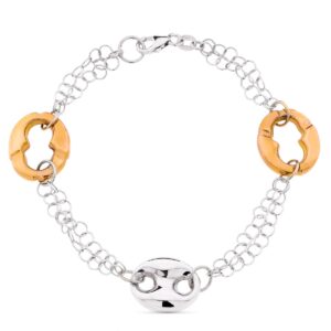 18K PULSERA BICOLOR ORO BLANCO Y ORO ROSA NUDO BARCO 18K PULSERA BICOLOR ORO BLANCO Y ORO ROSA NUDO BARCO