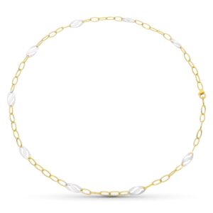 18K GARGANTILLA ORO BICOLOR MOTIVOS OVALES