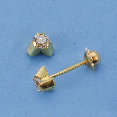 18K PENDIENTES ORO AMARILLO CIRCONITAS 5X5 MM