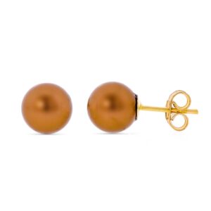 18K PENDIENTES ORO AMARILLO PERLA CHOCOLATE 6 MM 18K PENDIENTES ORO AMARILLO PERLA CHOCOLATE 6 MM