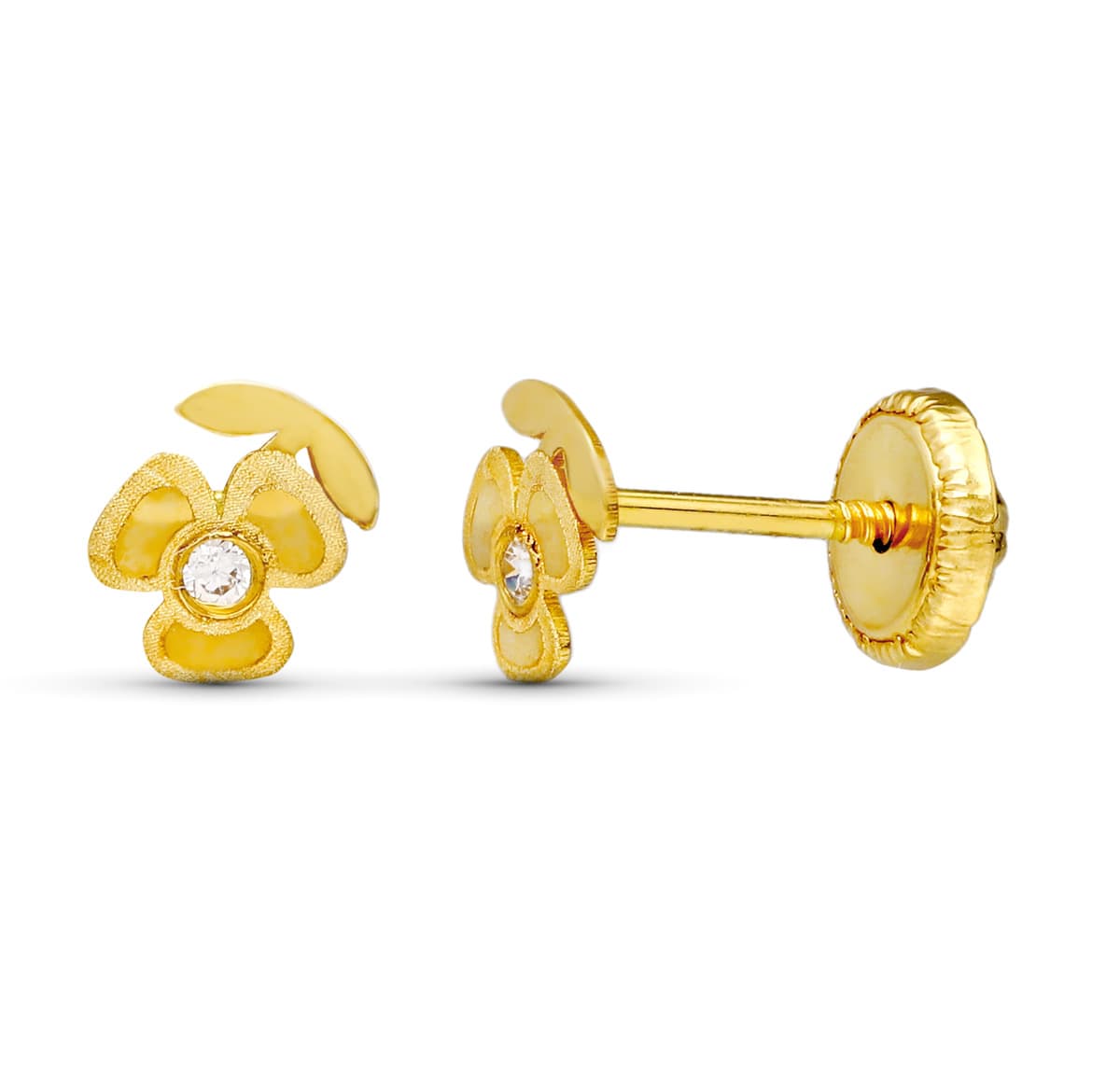 18K PENDIENTES ORO AMARILLO TREBOL LASER. 5X4 MM