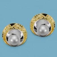 18K PENDIENTES BICOLOR PERLA PRESION 18K PENDIENTES BICOLOR PERLA PRESION