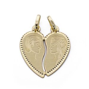 18K COLGANTE ORO AMARILLO ENAMORADOS CORAZON 16X15 MM