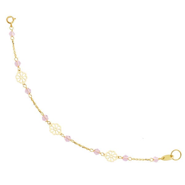 18K PULSERA PIEDRAS Y MOTIVO. 13 CM