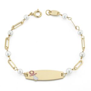 18K ESCLAVA PERLA CHUPETE ESMALTE 13 CM