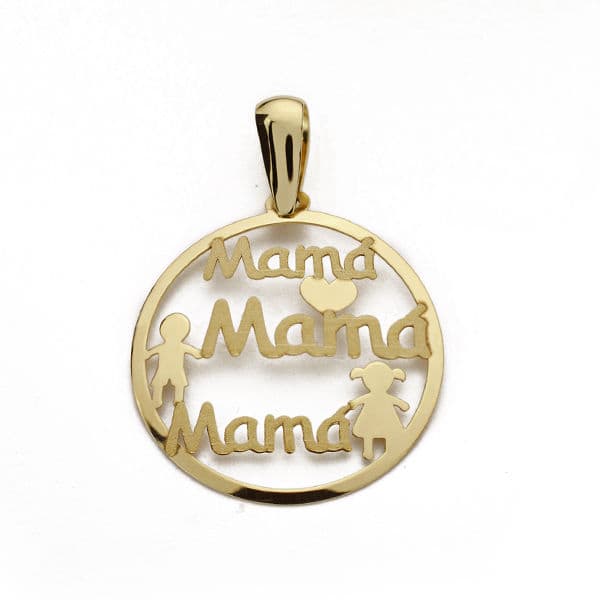 18K COLGANTE " MAMA " REDONDO 20 MM