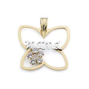 18K COLGANTE MARIPOSA MAMA BICOLOR PIEDRAS 18K COLGANTE MARIPOSA MAMA BICOLOR PIEDRAS