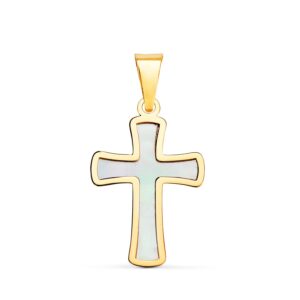 18K CRUZ ORO AMARILLO CON NACAR 18 X 12 MM 18K CRUZ ORO AMARILLO CON NACAR 18 X 12 MM