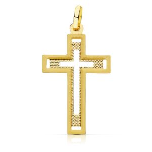 18K CRUZ SIN CRISTO TALLADA 28X17 MM