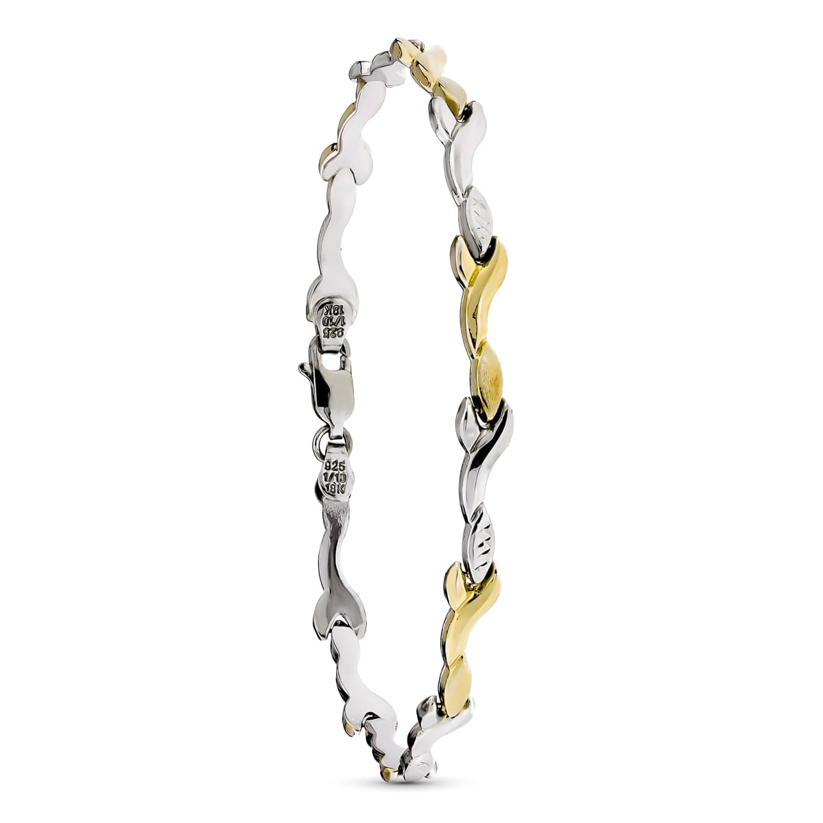 18K PULSERA ESTAMPADA ORO Y PLATA