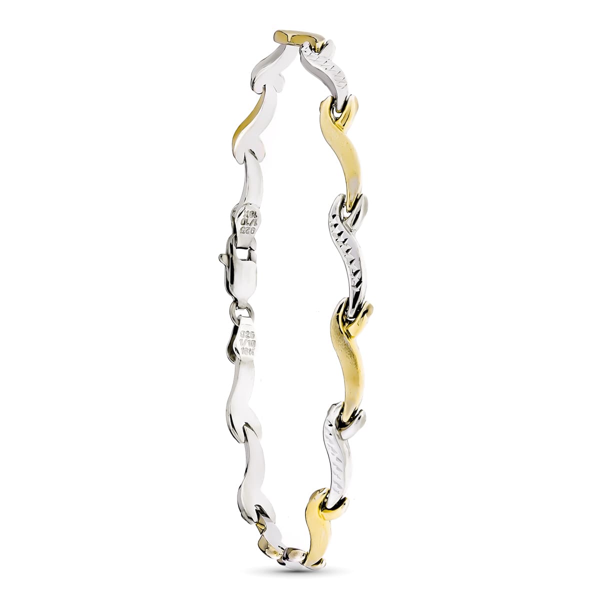 18K PULSERA ESTAMPADA ORO Y PLATA