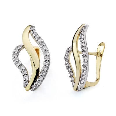 18K PENDIENTES 20X10 MM ORO BICOLOR CIRCONITAS CATALAN