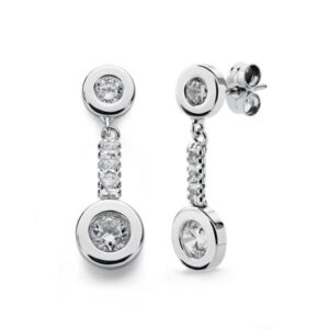 18K PENDIENTES ORO BLANCO CIRCONITAS 21X7 MM