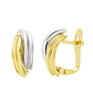18K PENDIENTES ORO BICOLOR BANDAS 13X5 MM