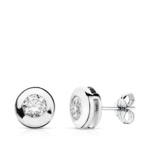 18K PENDIENTES ORO BLANCO CHATON 7 MM CIRCONITA