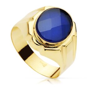 18K SELLO ORO AMARILLO HUECO CABALLERO ZAFIRO SPINEL 18K SELLO ORO AMARILLO HUECO CABALLERO ZAFIRO SPINEL