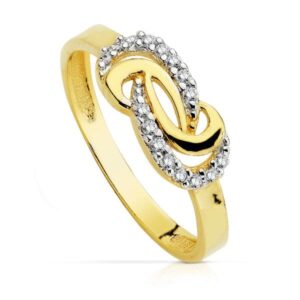 18K SORTIJA BICOLOR CIRCONITAS CUERPO 2 MM