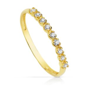 18K SORTIJA ORO AMARILLO 9 CIRCONITAS GROSOR 2 MM 18K SORTIJA ORO AMARILLO 9 CIRCONITAS GROSOR 2 MM