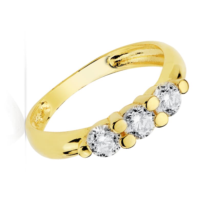 18K SORTIJA TRESILLO ORO AMARILLO CIRCONITAS 4 MM