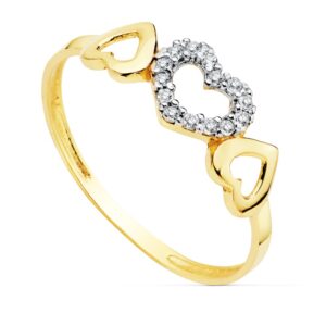 18K SORTIJA BICOLOR CORAZON CIRCONITAS 18K SORTIJA BICOLOR CORAZON CIRCONITAS