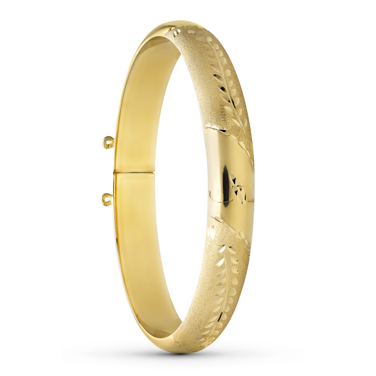 18K PULSERA MEDIA CAÑA ORO AMARILLO TALLADA 10 MM