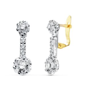 18K PENDIENTES ORO BLANCO CIRCONITAS 19X7 MM