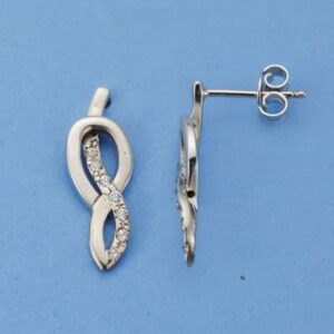 18K PENDIENTES ORO BLANCO CIRCONITAS 23X7 MM